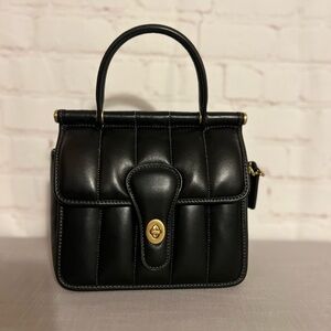 Coach Quilted Black Mini Bag with Gold Details